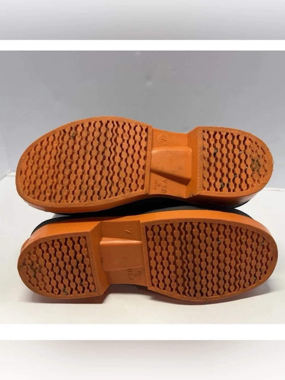 LaCrosse Vintage Rubber Steel Toe Work Safety Boots Orange Sole USA Size 7